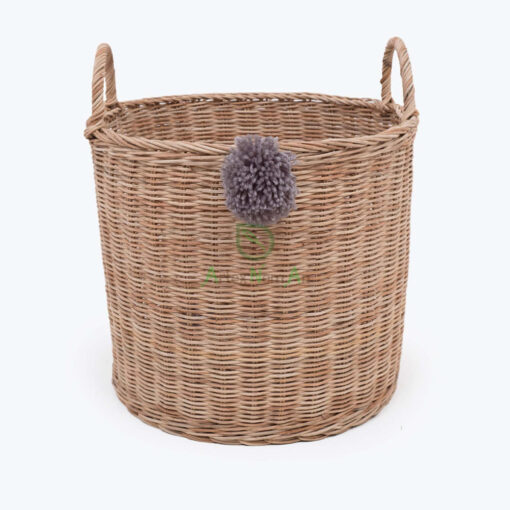Natural Handmade Woven Rattan Laundry Storage Basket With Handles R 09 05 172 01