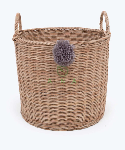 Natural Handmade Woven Rattan Laundry Storage Basket With Handles R 09 05 172 01