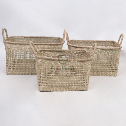 Natural Woven Seagrass Hamper Laundry Basket With Handles SG 06 05 464 01