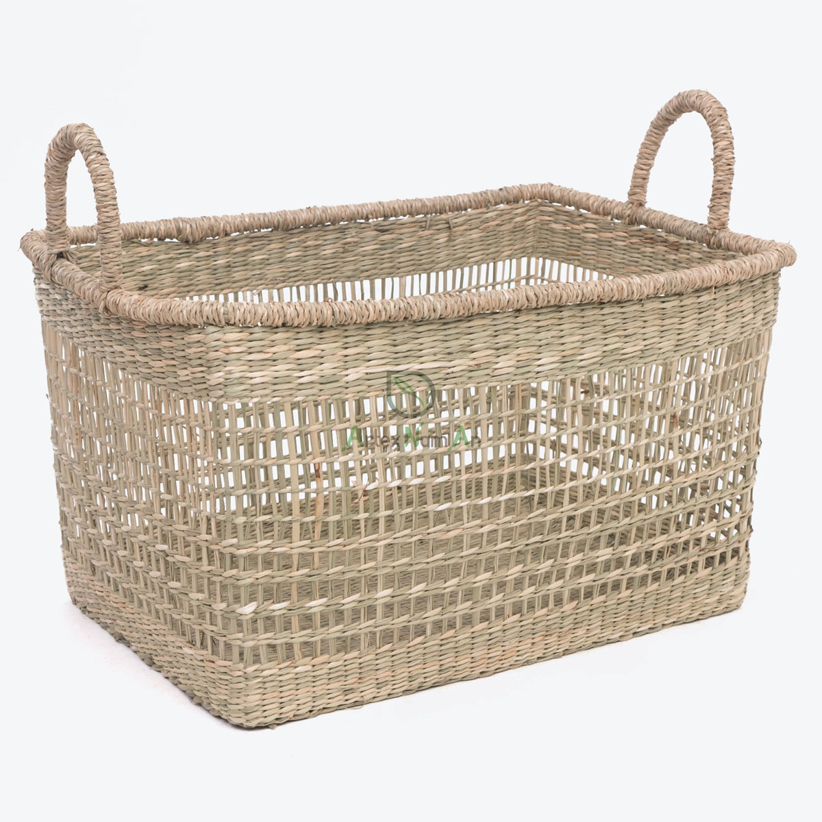 Natural Seagrass Belly Basket with Handles Toy Storage and Baby Laundry Basket 