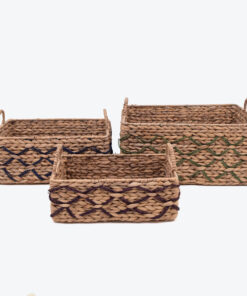 Natural woven rectangular toy gift storage basket hamper organizer with handles SGW 06 05 014 01