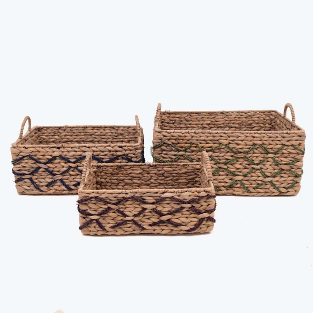 Natural woven rectangular toy gift storage basket hamper organizer with handles SGW 06 05 014 01