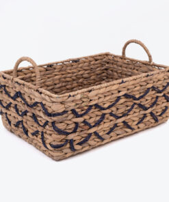 Natural woven rectangular toy gift storage basket hamper organizer with handles SGW 06 05 014 01
