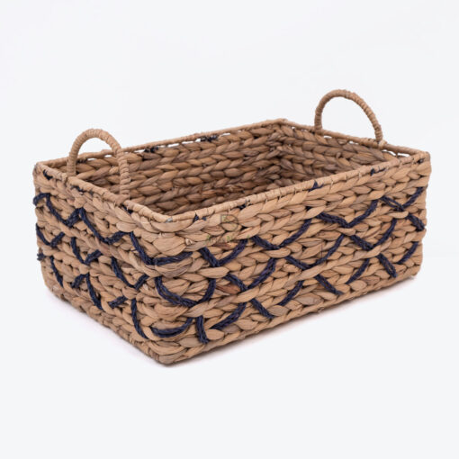 Natural woven rectangular toy gift storage basket hamper organizer with handles SGW 06 05 014 01