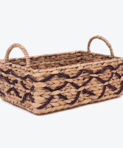 Natural woven rectangular toy gift storage basket hamper organizer with handles SGW 06 05 014 01