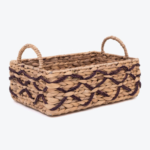 Natural woven rectangular toy gift storage basket hamper organizer with handles SGW 06 05 014 01