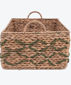 Natural woven rectangular toy gift storage basket hamper organizer with handles SGW 06 05 014 01