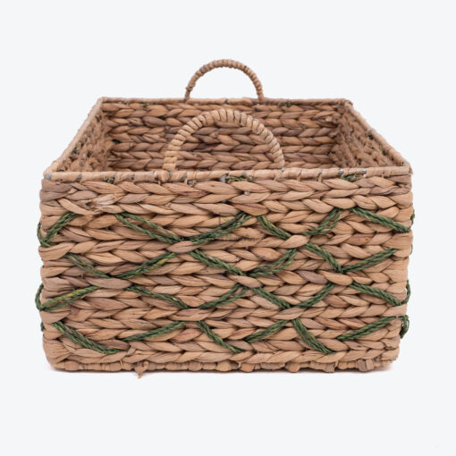 Natural woven rectangular toy gift storage basket hamper organizer with handles SGW 06 05 014 01