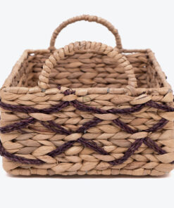 Natural woven rectangular toy gift storage basket hamper organizer with handles SGW 06 05 014 01