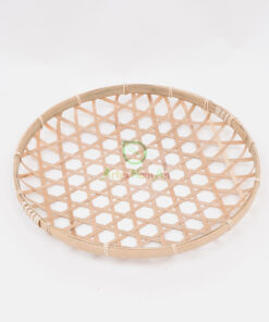 Round Bamboo Flat Winnoving Basket Weaving Storage Organizer NB 09 03 018 01