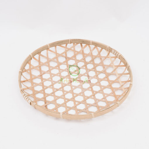 Round Bamboo Flat Winnoving Basket Weaving Storage Organizer NB 09 03 018 01