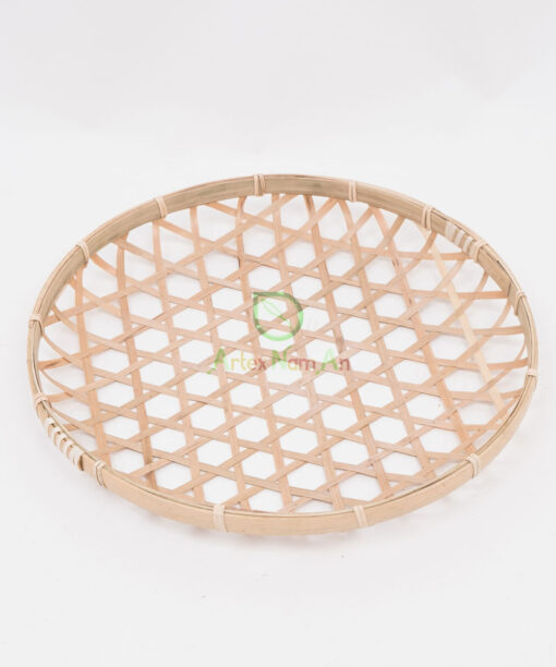 Round Bamboo Flat Winnoving Basket Weaving Storage Organizer NB 09 03 018 01