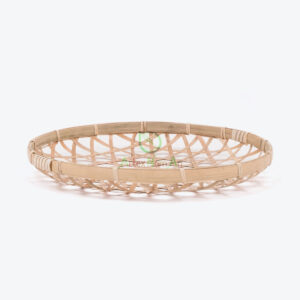 Round Bamboo Flat Winnoving Basket Weaving Storage Organizer NB 09 03 018 01