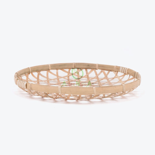 Round Bamboo Flat Winnoving Basket Weaving Storage Organizer NB 09 03 018 01