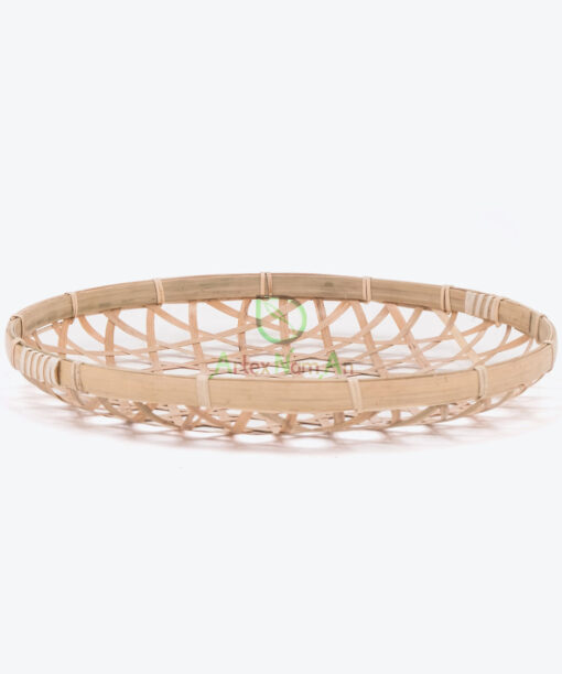 Round Bamboo Flat Winnoving Basket Weaving Storage Organizer NB 09 03 018 01