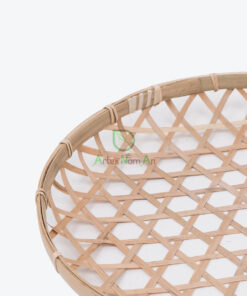 Round Bamboo Flat Winnoving Basket Weaving Storage Organizer NB 09 03 018 01