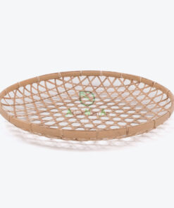 Round Bamboo Flat Winnoving Basket Weaving Storage Organizer NB 09 03 018 01