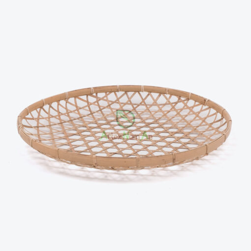 Round Bamboo Flat Winnoving Basket Weaving Storage Organizer NB 09 03 018 01