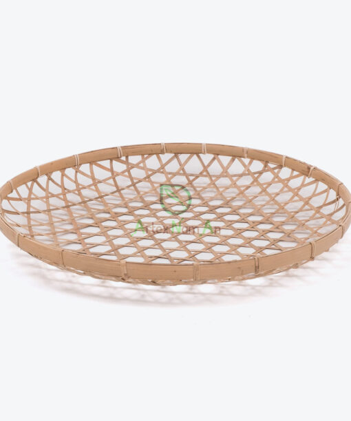 Round Bamboo Flat Winnoving Basket Weaving Storage Organizer NB 09 03 018 01