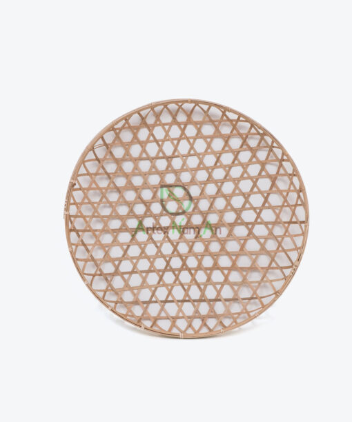 Round Bamboo Flat Winnoving Basket Weaving Storage Organizer NB 09 03 018 01