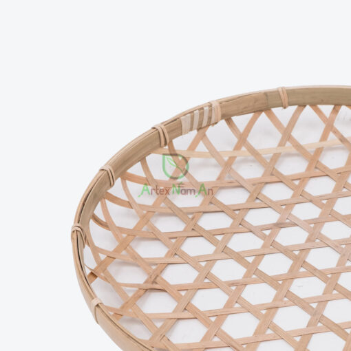 Round Bamboo Flat Winnoving Basket Weaving Storage Organizer NB 09 03 018 01