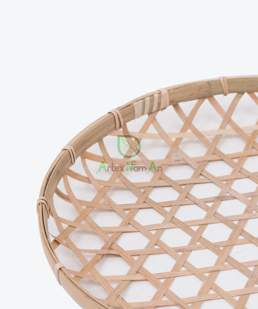 Round Bamboo Flat Winnoving Basket Weaving Storage Organizer NB 09 03 018 01