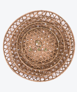Round Bamboo Flat Winnoving Basket Weaving Storage Organizer NB 09 03 018 01