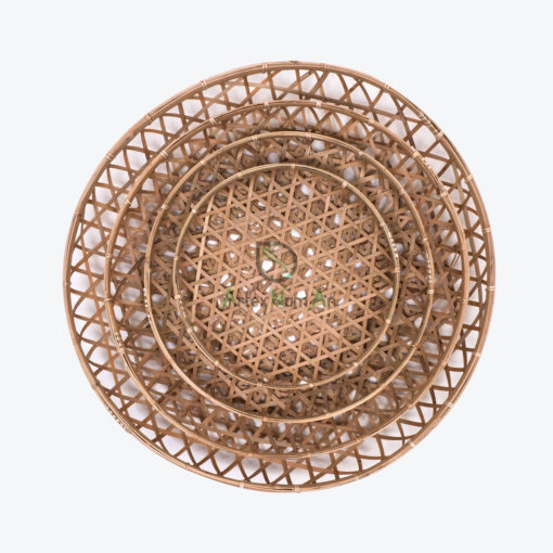 Round Bamboo Flat Winnoving Basket Weaving Storage Organizer NB 09 03 018 01