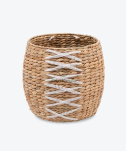 Round Natural Woven Water Hyacinth Plant Pots W 06 16 020 01