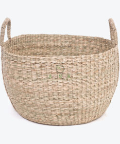 Round Seagrass Storage Hamper Laundry Basket Bag With Handles SG 06 05 465 01