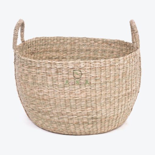 Round Seagrass Storage Hamper Laundry Basket Bag With Handles SG 06 05 465 01