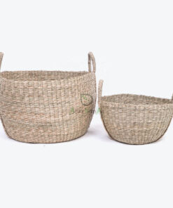 Round Seagrass Storage Hamper Laundry Basket Bag With Handles SG 06 05 465 01