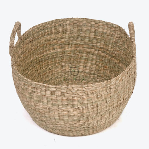 Round Seagrass Storage Hamper Laundry Basket Bag With Handles SG 06 05 465 01
