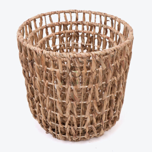 Round Water Hyacinth Hamper With Metal Frame W 06 05 324 01