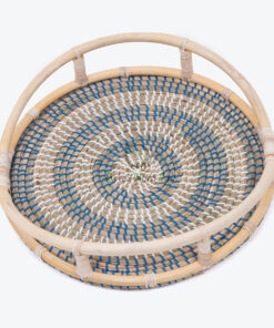 Round Woven Seagrass Decorative Storage Tea Coffee Serving Tray SGR 09 03 006 01M