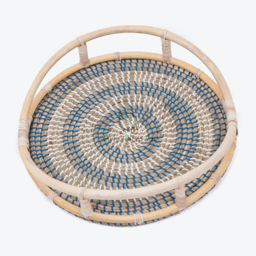 Round Woven Seagrass Decorative Storage Tea Coffee Serving Tray SGR 09 03 006 01M