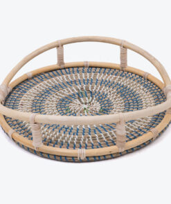 Round Woven Seagrass Decorative Storage Tea Coffee Serving Tray SGR 09 03 006 01M
