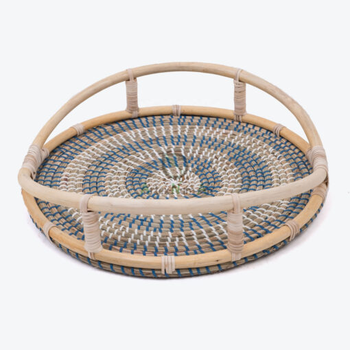 Round Woven Seagrass Decorative Storage Tea Coffee Serving Tray SGR 09 03 006 01M
