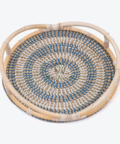 Round Woven Seagrass Decorative Storage Tea Coffee Serving Tray SGR 09 03 006 01M