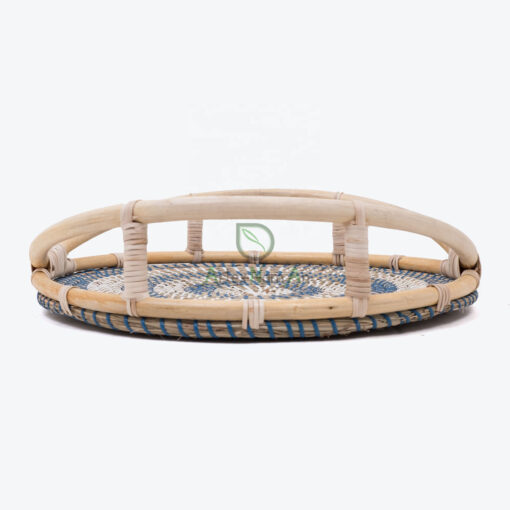 Round Woven Seagrass Decorative Storage Tea Coffee Serving Tray SGR 09 03 006 01M