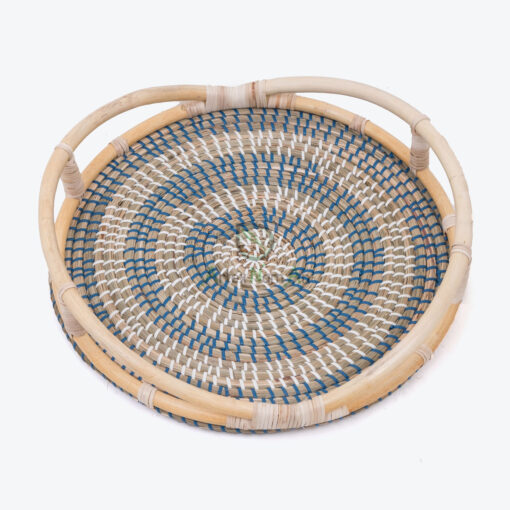 Round Woven Seagrass Decorative Storage Tea Coffee Serving Tray SGR 09 03 006 01M