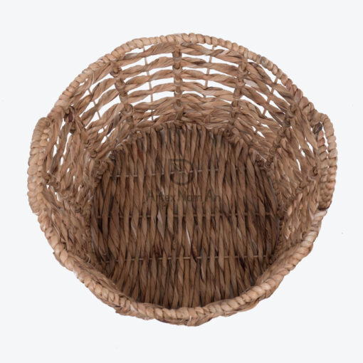 Round Woven Water Hyacinth Basket With Metal Frame And Handles W 06 05 325 01