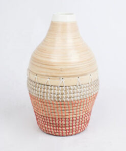 Home Decorative Seagrass And Bamboo Red Vase Made In Vietnam SGS 09 02 030 01