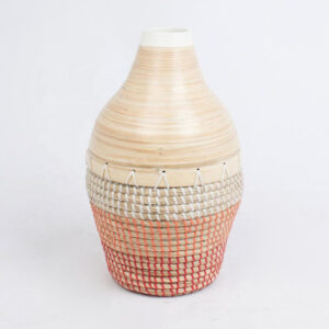 Home Decorative Seagrass And Bamboo Red Vase Made In Vietnam SGS 09 02 030 01