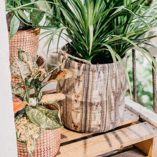 Seagrass Basket With Fabric Outside Made In Vietnam SG 10 05 197 01