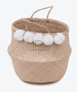 Seagrass Belly Basket With Pom Pom And Handles SG 06 05 468 01