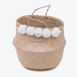 Seagrass Belly Basket With Pom Pom And Handles SG 06 05 468 01