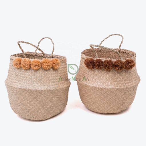 Seagrass Belly Laundry Basket With Pom Pom SG 06 05 468 04