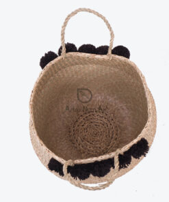 Seagrass Pom Pom Belly Basket With Handles SG 06 05 468 02