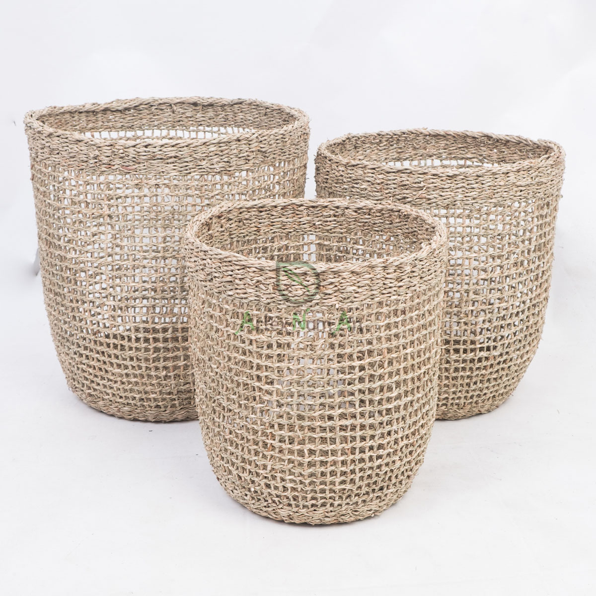 Set 3 Natural Open Weave Seagrass Storage Basket SG 06 05 461 01